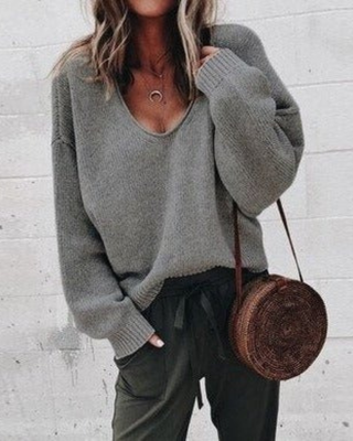 Aurélie Bernard | Relaxed V-Neck Knit Jumper With Soft Drape For Women
