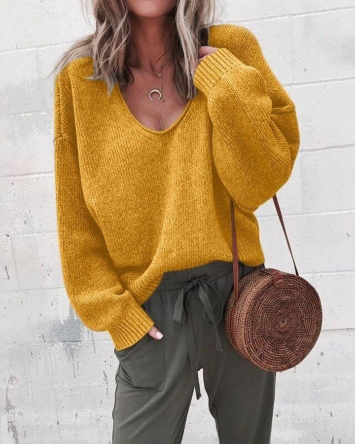 Aurélie Bernard | Relaxed V-Neck Knit Jumper With Soft Drape For Women