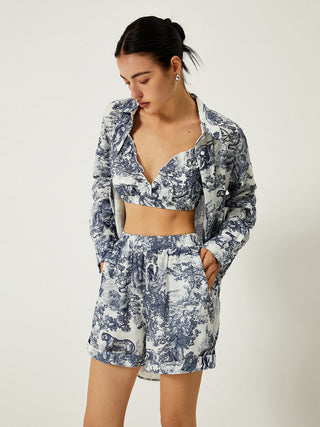 Grace Holloway | Blue Toile 3-Piece Printed Set For Women