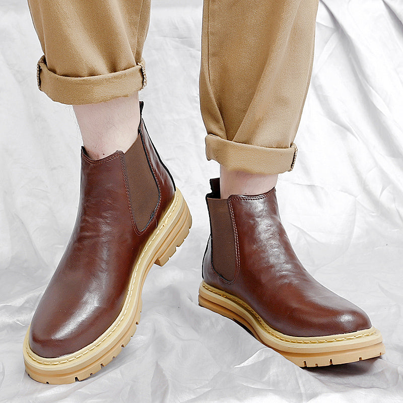Ethan Kelly | Platform Leather Chelsea Boots For Men