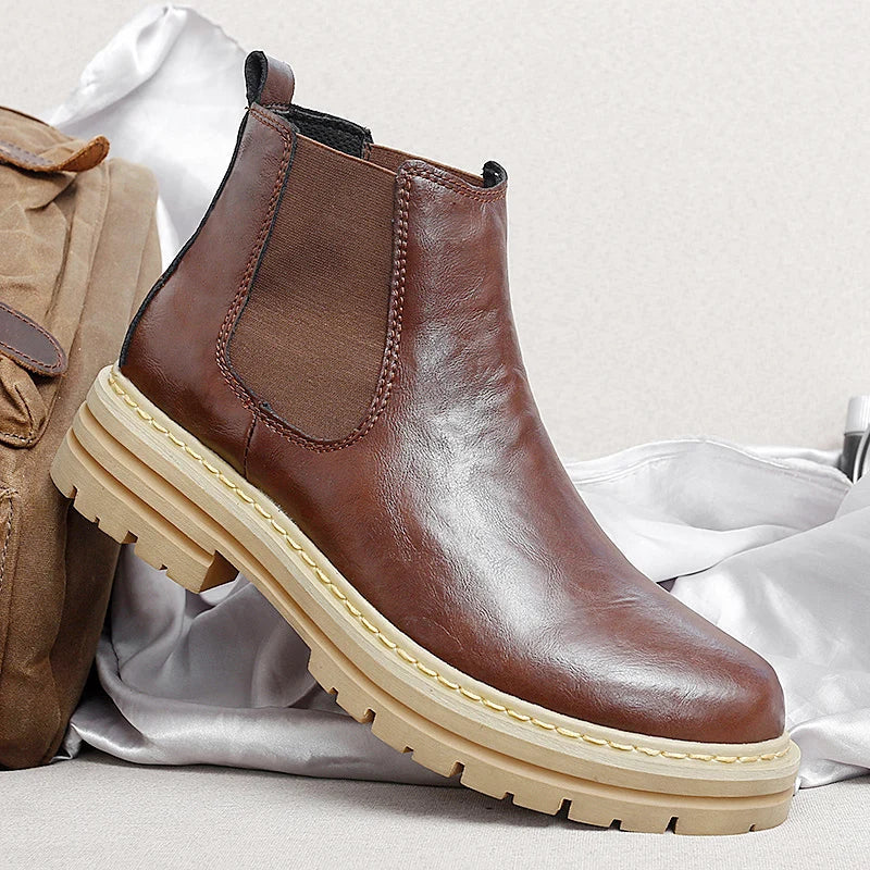 Ethan Kelly | Platform Leather Chelsea Boots For Men