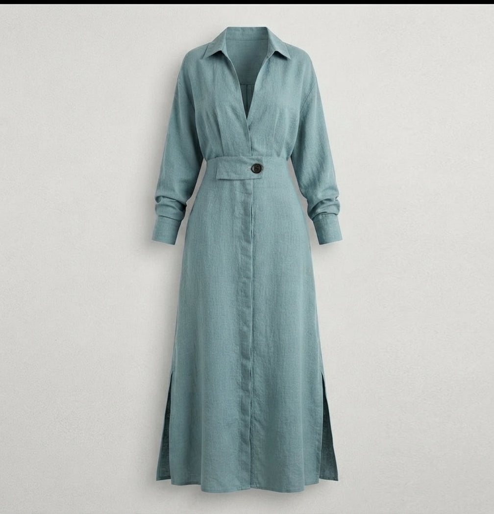 Mia Williams | Tied Waist Shirt Maxi Dress For Women
