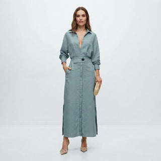 Mia Williams | Tied Waist Shirt Maxi Dress For Women