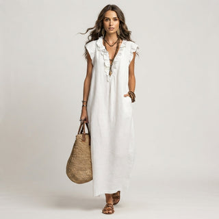 Mia Wilson | Bohemian Ruffle V-Neck Maxi Dress For Women