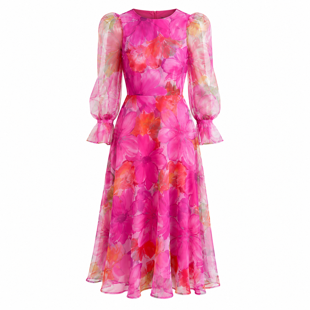 Millie Foster | Floral Print Wedding Guest Midi Dress For Women