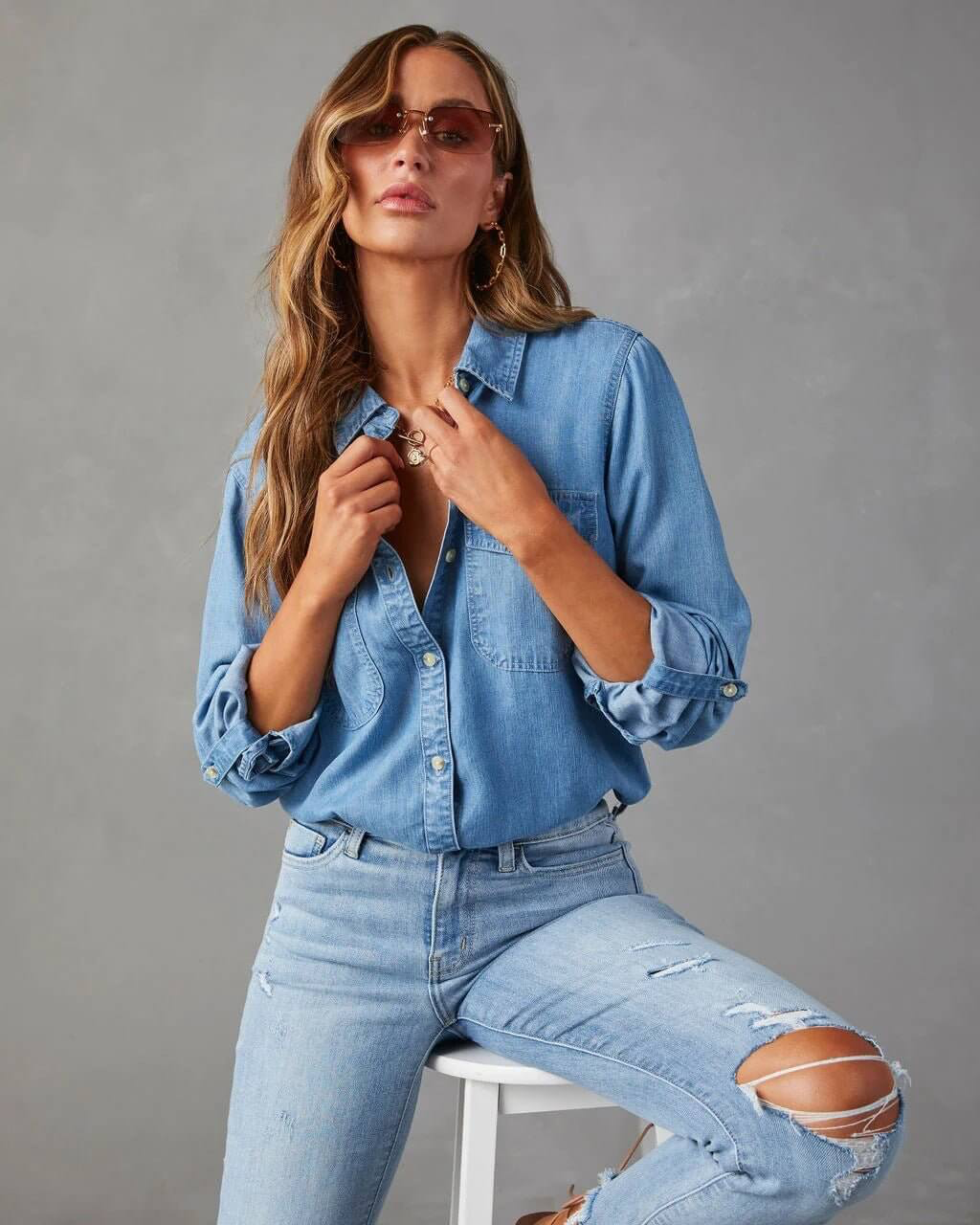 Darcy Ellison | Long Sleeve Denim Shirt For Women