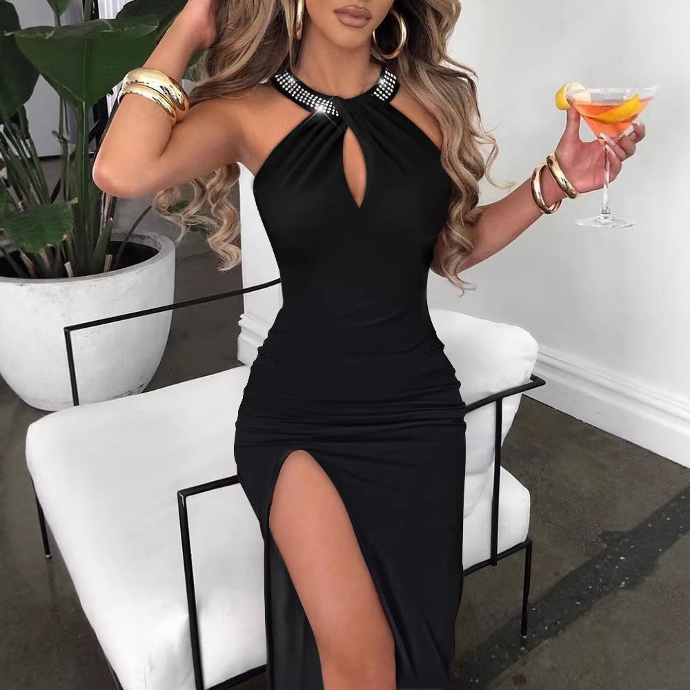Sophia Wentworth | Rhinestone Halter Midi Dress For Women