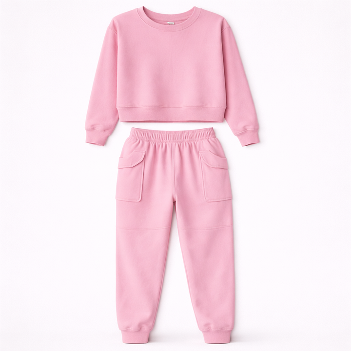 Jade Collins | Crop Sweatshirt & Cargo Jogger Set For Women