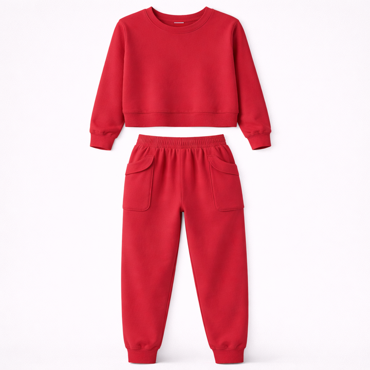 Jade Collins | Crop Sweatshirt & Cargo Jogger Set For Women