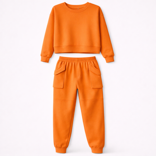 Jade Collins | Crop Sweatshirt & Cargo Jogger Set For Women