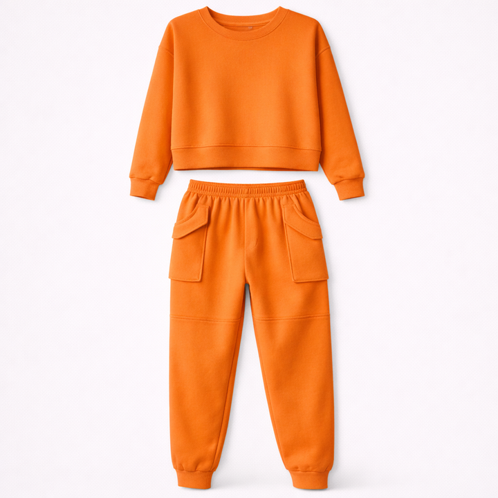 Jade Collins | Crop Sweatshirt & Cargo Jogger Set For Women