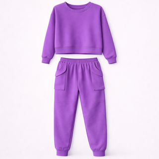 Jade Collins | Crop Sweatshirt & Cargo Jogger Set For Women