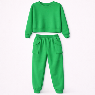 Jade Collins | Crop Sweatshirt & Cargo Jogger Set For Women