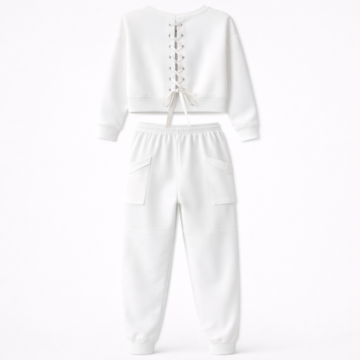 Jade Collins | Crop Sweatshirt & Cargo Jogger Set For Women