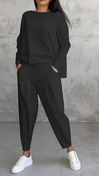 Jade Collins | Crop Sweatshirt & Cargo Jogger Set For Women