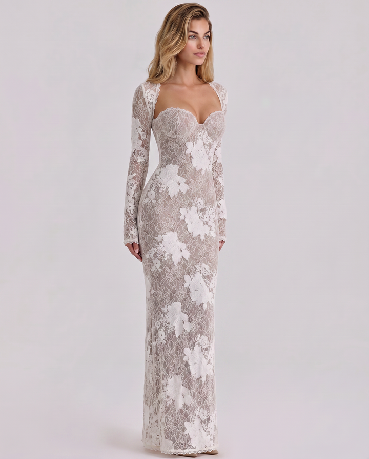 Isabelle Crawford | Lace Maxi Dress with Long Sleeves For Women