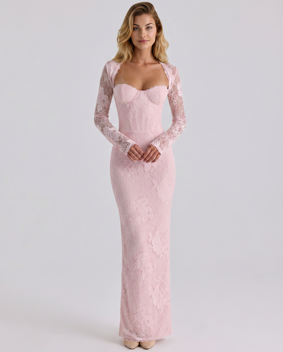 Isabelle Crawford | Lace Maxi Dress with Long Sleeves For Women