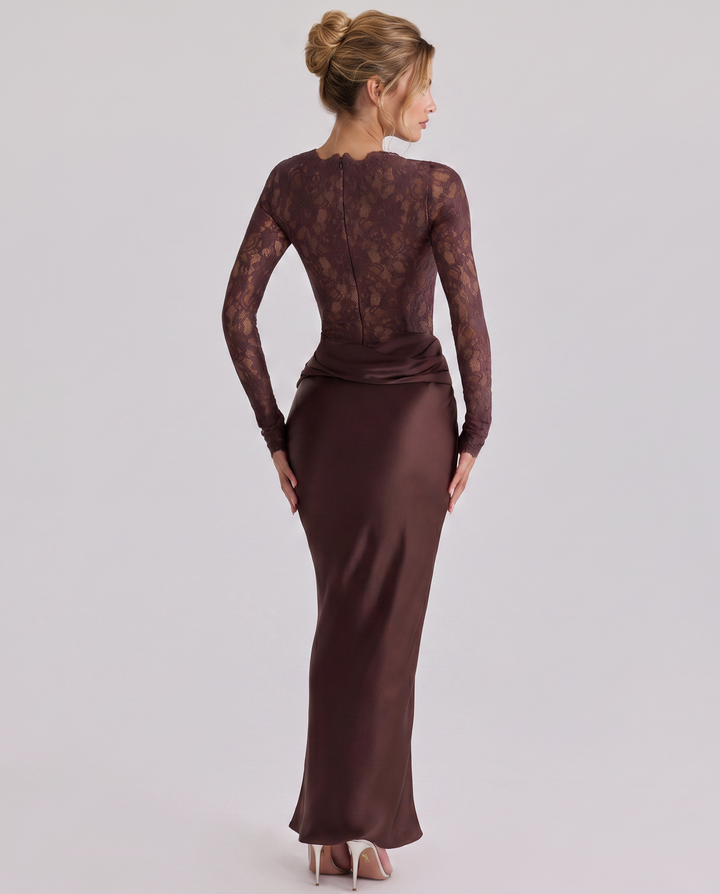 Elise Bramwell | Lace Bodice Satin Maxi Dress For Women