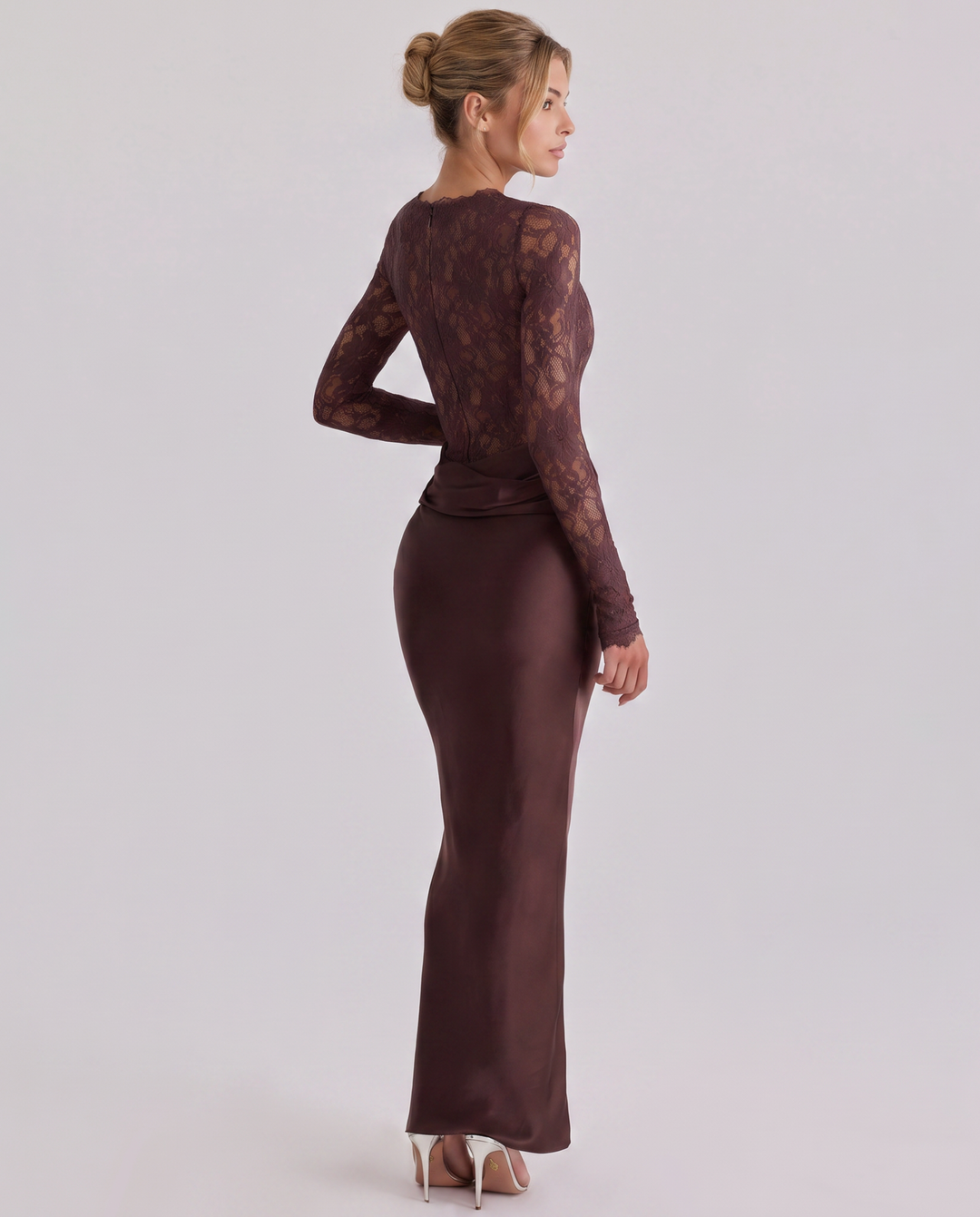Elise Bramwell | Lace Bodice Satin Maxi Dress For Women