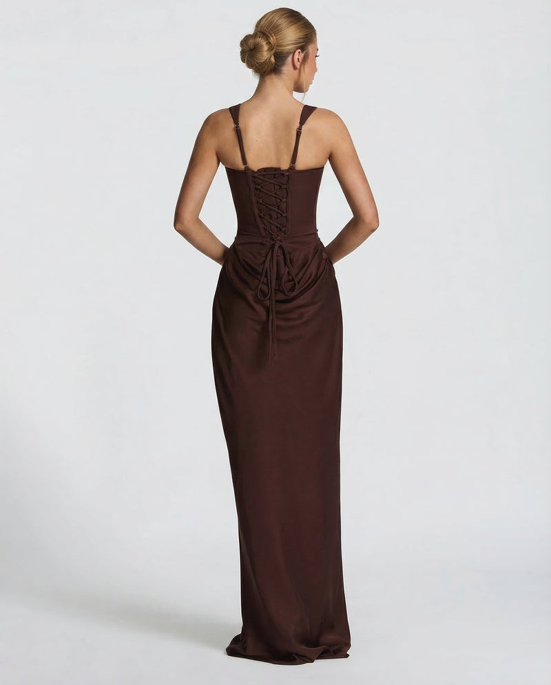 Sienna Laurent | Satin Corset Maxi Dress For Women