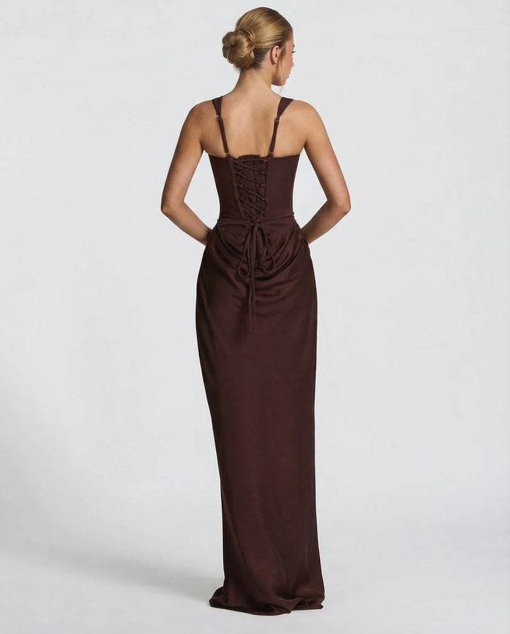 Sienna Laurent | Satin Corset Maxi Dress For Women