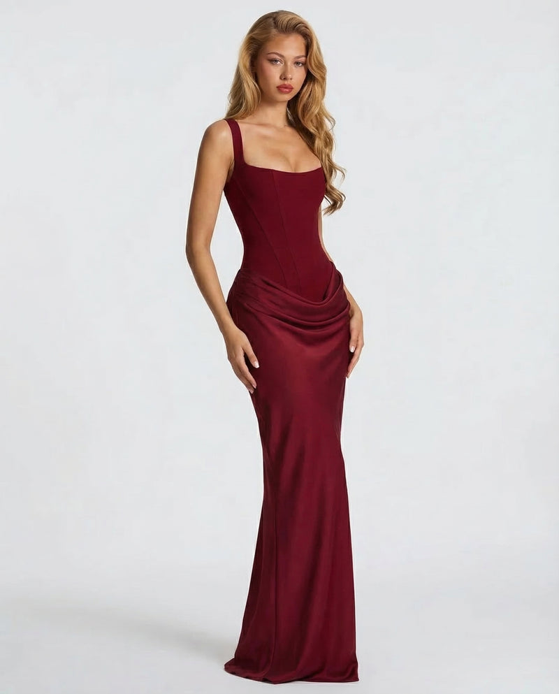 Sienna Laurent | Satin Corset Maxi Dress For Women