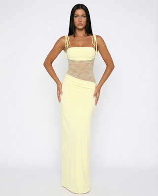 Harriet Collins | Lace Panel Tie-Shoulder Maxi Dress For Women