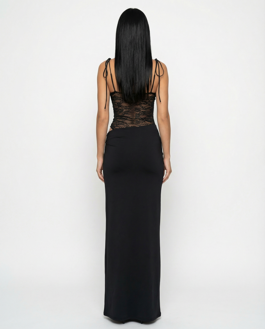 Harriet Collins | Lace Panel Tie-Shoulder Maxi Dress For Women