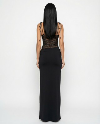 Harriet Collins | Lace Panel Tie-Shoulder Maxi Dress For Women