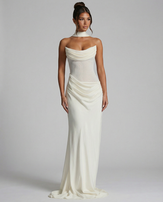 Serena Bellucci | Sheer Mesh Evening Maxi Dress For Women