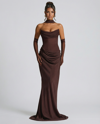Serena Bellucci | Sheer Mesh Evening Maxi Dress For Women