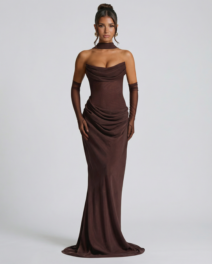 Serena Bellucci | Sheer Mesh Evening Maxi Dress For Women