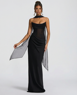 Serena Bellucci | Sheer Mesh Evening Maxi Dress For Women
