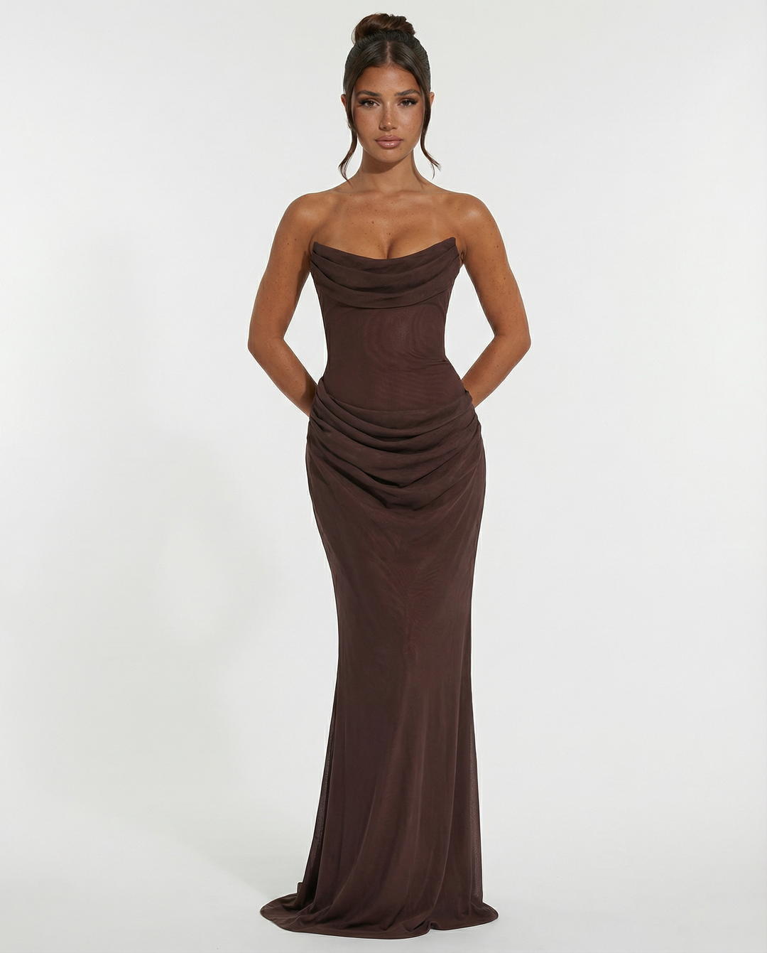 Serena Bellucci | Sheer Mesh Evening Maxi Dress For Women