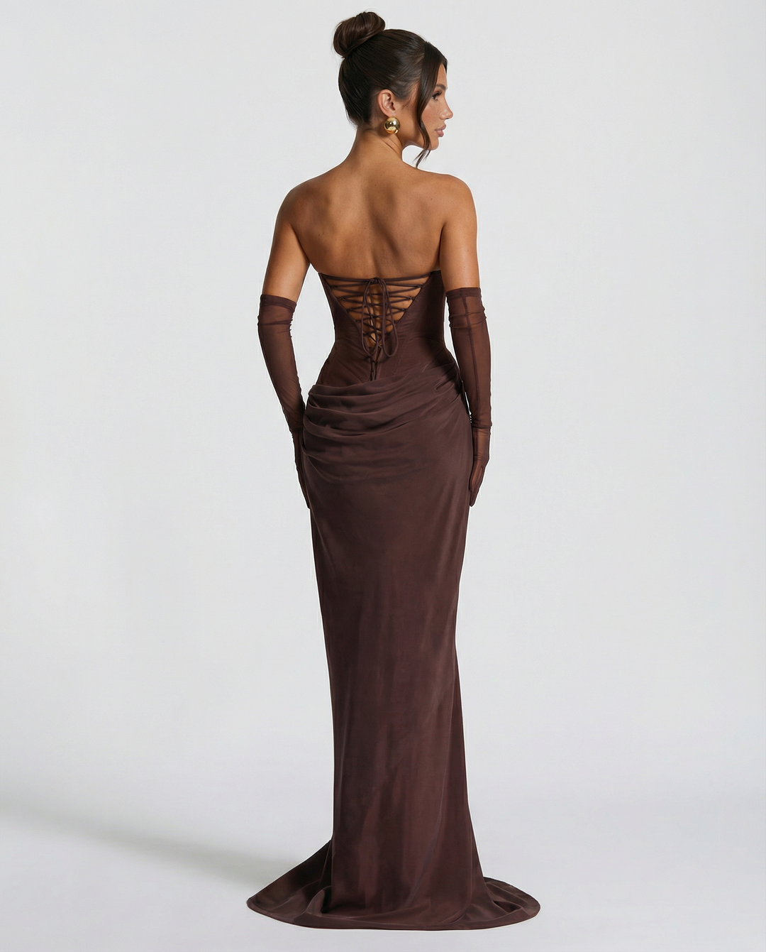 Serena Bellucci | Sheer Mesh Evening Maxi Dress For Women
