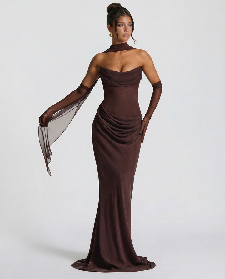 Serena Bellucci | Sheer Mesh Evening Maxi Dress For Women