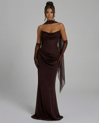 Serena Bellucci | Sheer Mesh Evening Maxi Dress For Women