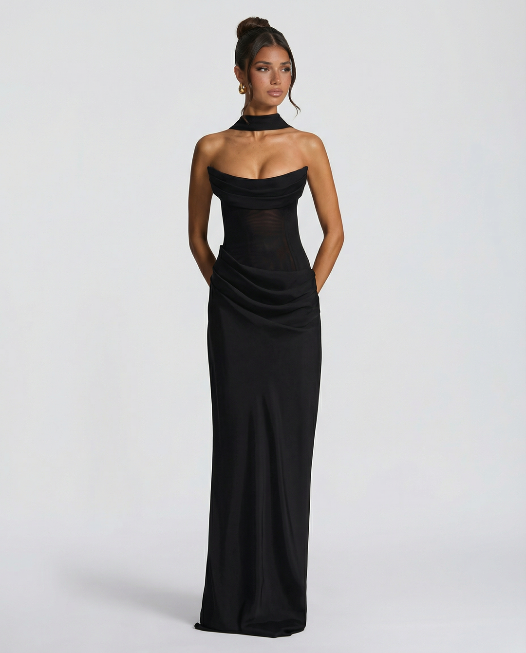 Serena Bellucci | Sheer Mesh Evening Maxi Dress For Women