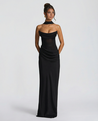 Serena Bellucci | Sheer Mesh Evening Maxi Dress For Women