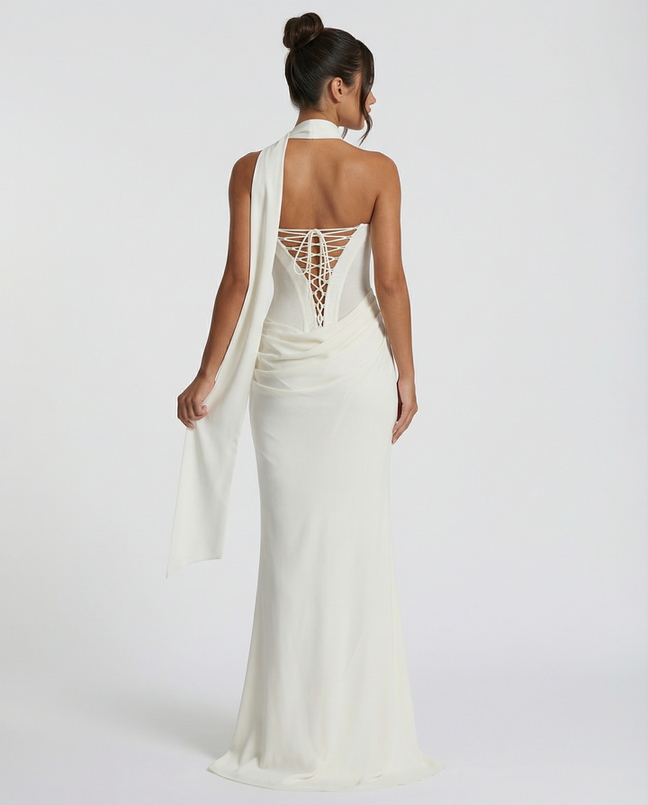 Serena Bellucci | Sheer Mesh Evening Maxi Dress For Women