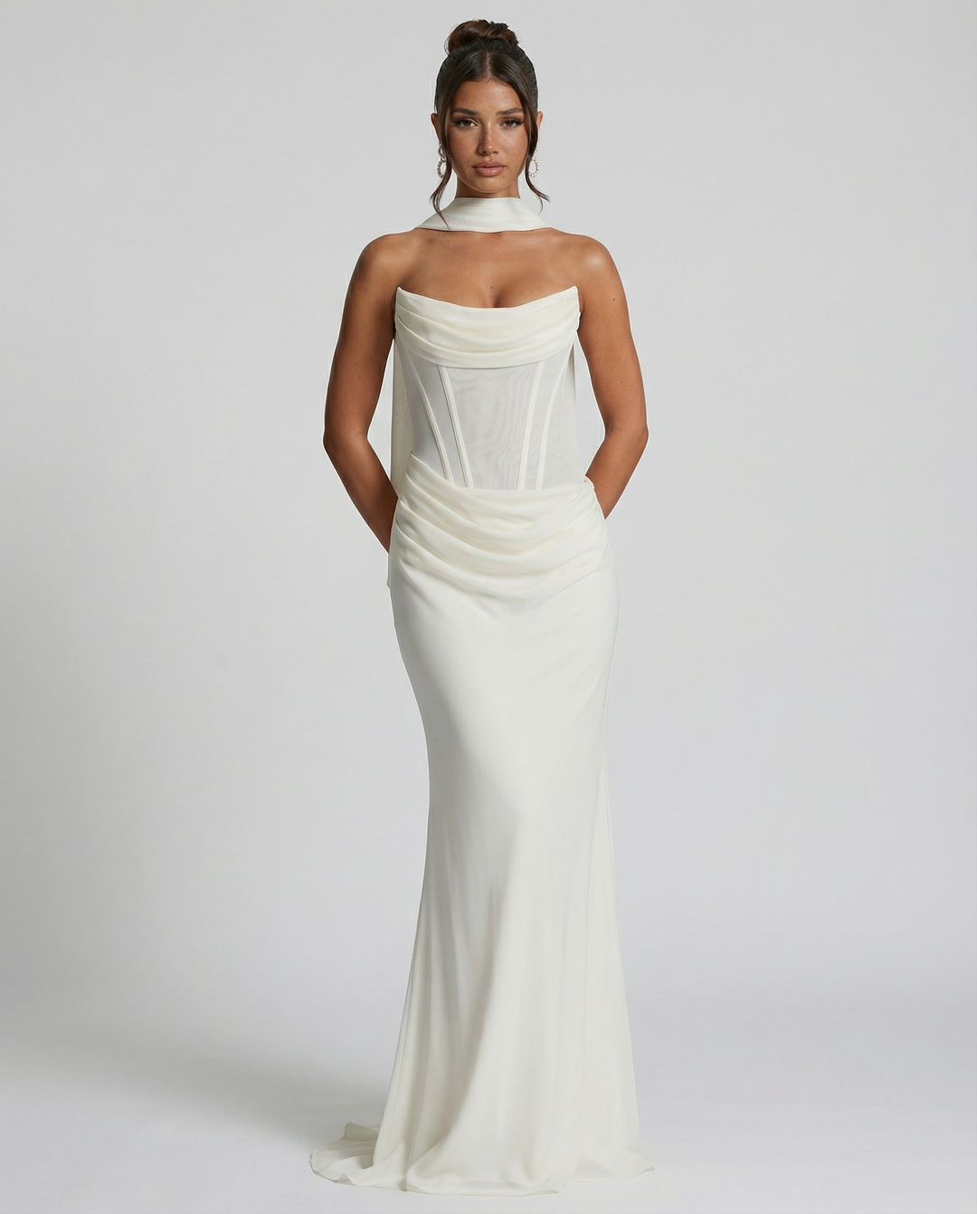 Serena Bellucci | Sheer Mesh Evening Maxi Dress For Women