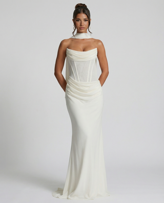 Serena Bellucci | Sheer Mesh Evening Maxi Dress For Women