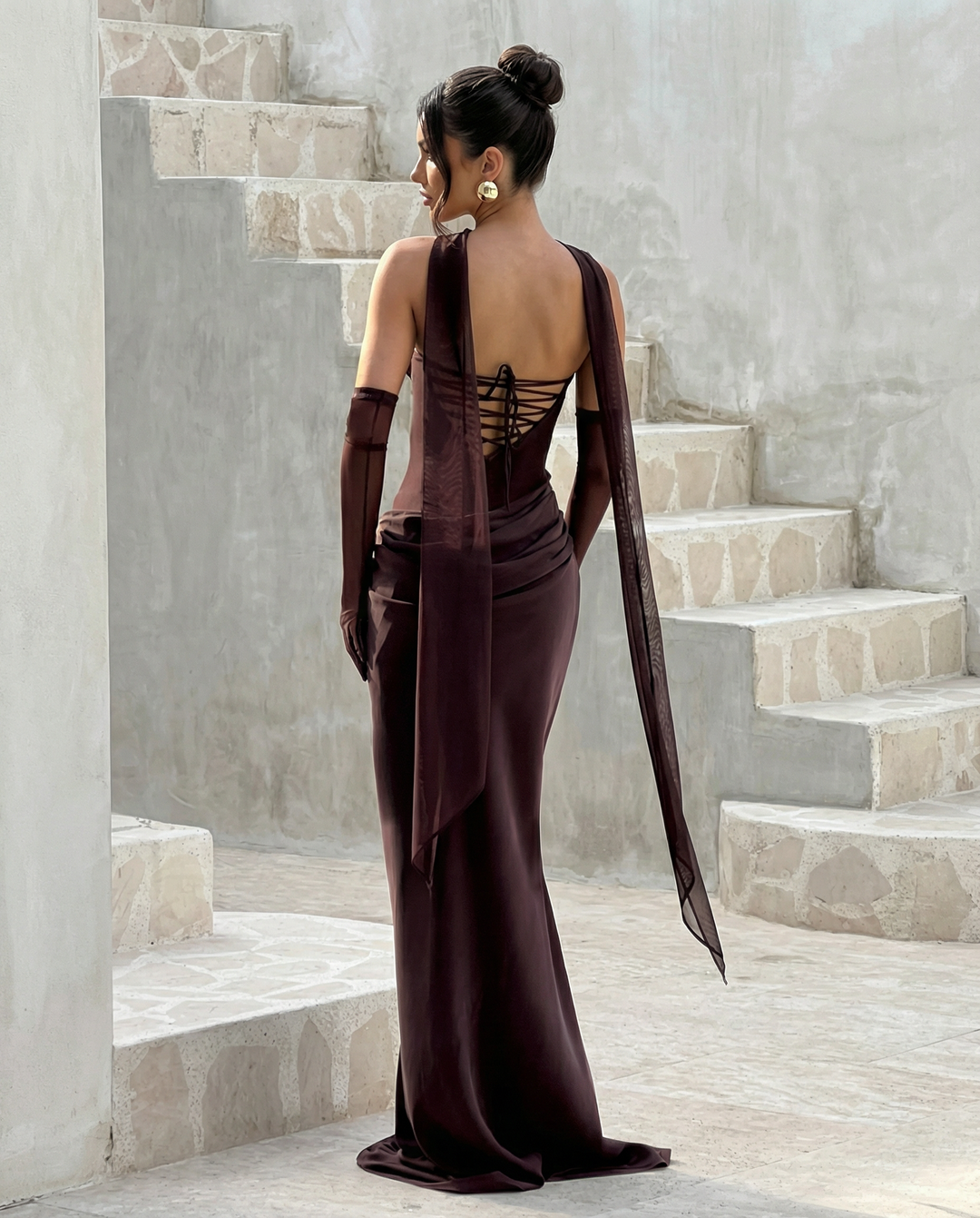 Serena Bellucci | Sheer Mesh Evening Maxi Dress For Women