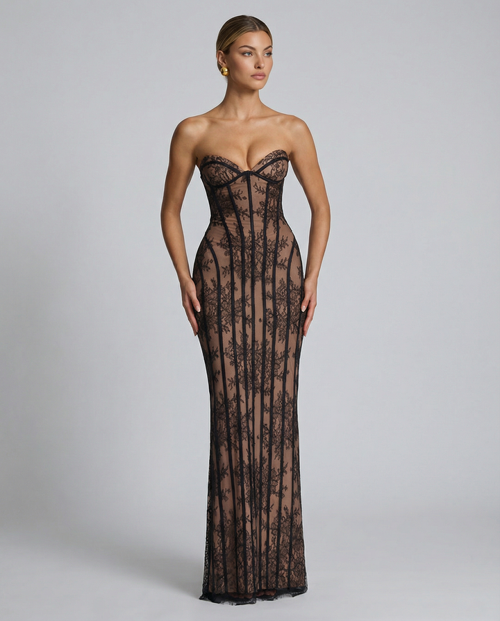Valentina Rossi | Lace Corset Maxi Dress For Women