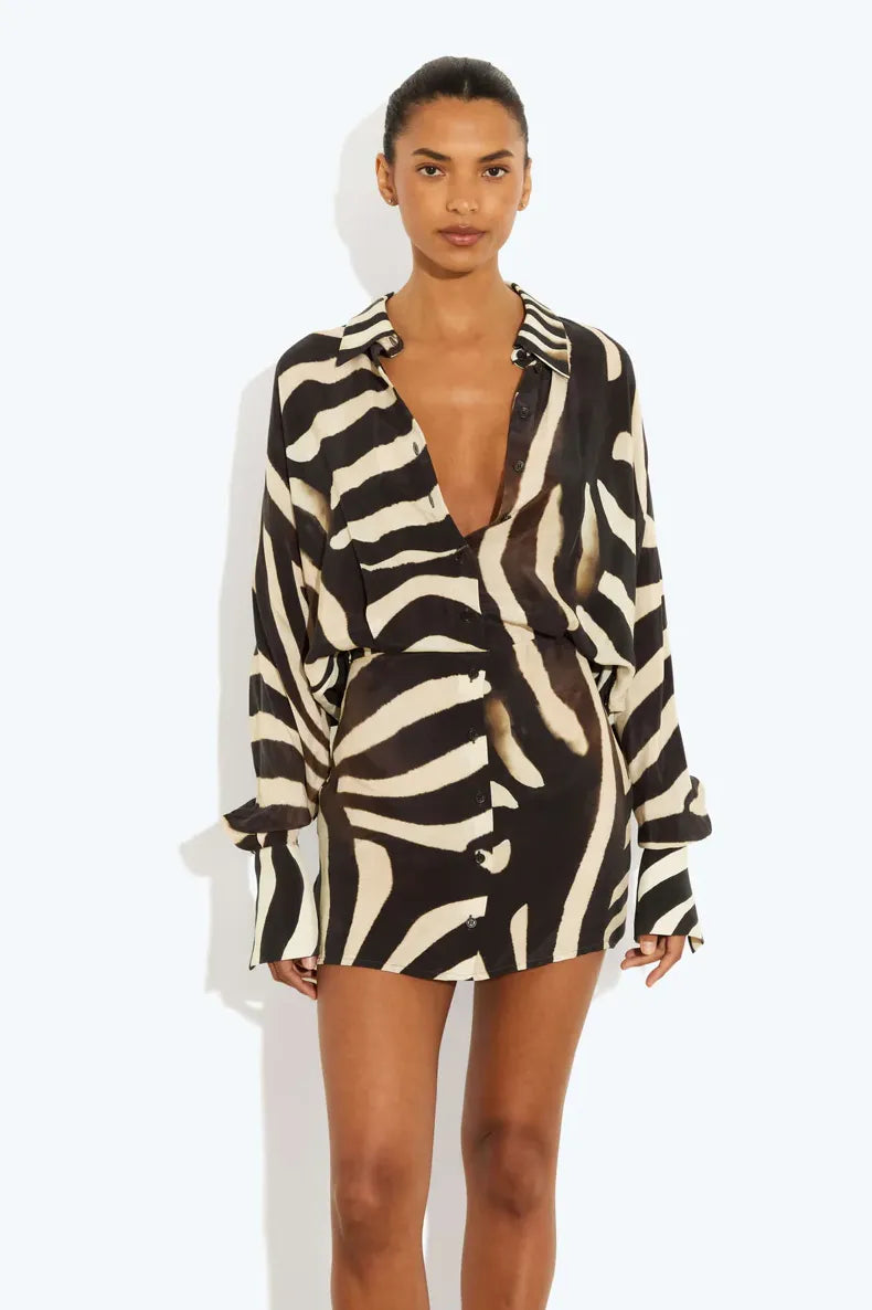 Phoebe Weston | Zebra Print Long Sleeve Mini Dress For Women