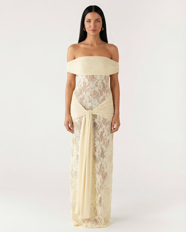 Margaux Fontaine | Off-Shoulder Lace Maxi Dress For Women