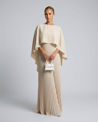 Sienna Wyndham | Cape Overlay Pleated Maxi Dress For Women