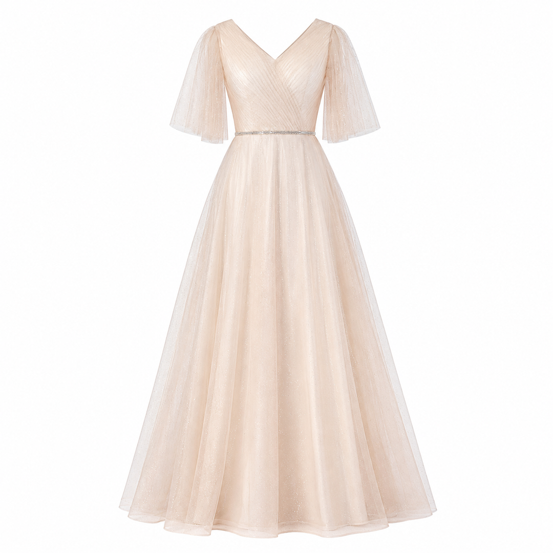 Phoebe Alderton | Glitter Tulle Maxi Evening Dress For Women