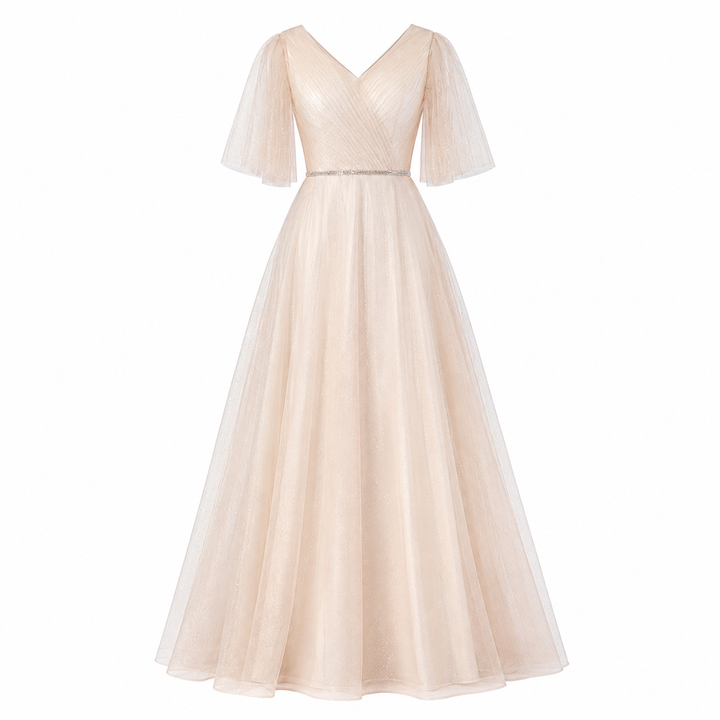 Phoebe Alderton | Glitter Tulle Maxi Evening Dress For Women