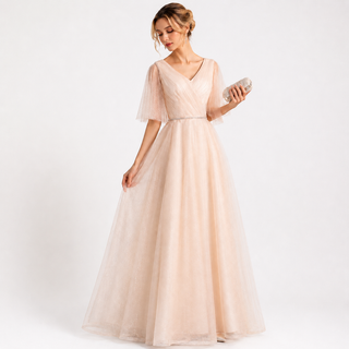 Phoebe Alderton | Glitter Tulle Maxi Evening Dress For Women